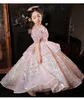 2022 Розовый бальный платье с розовым бисером для девушек театрализованные платья для малышей