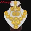 Adixyn Turkiet Coin Necklace/Earring/Ring/Armband Smyckesuppsättningar för kvinnor Guldfärgmynt Arabiska/afrikanska brudbröllopspresent 220726