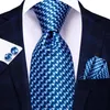 Light Blue Striped Novelty Silk Wedding Tie For Men Handky Cufflinks Nicktie Set Fashion Design Business Party Dropship