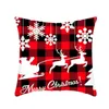 ケースクリスマススノーフレークショートぬいぐるみリネンプリント枕カバー装飾サンタクッションカバーホームソファピロークリスマスピル45-45cm