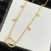 Diamond Pendant Necklace Double Letter Rhinestone Bracelet Delicate Gold Plated Necklaces Womens Party Jewelry Set
