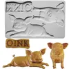 Farm Animals Pig Horse Rabbits Rooster Chick Silicone Mold Fondant Cakes Decorating Mould Sugarcraft Chocolate Baking Tools 220601