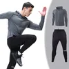 Ropa deportiva para hombres Conjunto deportivo Conjunto deportivo Jogging Trajes Ropa Chándal Cremallera Abrigo y pantalones Gimnasio Traning Fitness Conjunto 2pcs / Sets 201128