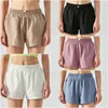 LU-DS258 Womens Yoga Outfits Adjustable High Waist Exercise Fitness Shorts Cheerleaders Short Pants Girls Running Elastic Prevent Wardrobe Culotte