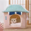 Dog House Indoor Warm Kennel Pet Cat Cave Nest Rabbit Washable Removable Mat Cozy Sleeping Bed For Cats 220323