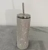 Tazza da caffè 20 once Brillante diamante Thermos Bottiglie Bicchiere glitterato Bottiglia d'acqua in acciaio inossidabile Ragazza Donna Regalo Strass Bling Tazza con cannucce di paglia Coperchi / Coperchi con sigillo