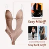 2st 3xl PLU midjetränare Body Shaper Deepv Shapewear Bodysuit Sexig Invisible BH BRA BACKLess Wedding Dress Corset Bustier 220615