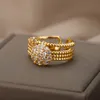 Циркон круглые кольца для женщин хрустальная нержавеющая сталь золотой шарм регулируемый кольцо свадебное свадебное подарки на валентинки подарки