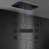 Bathroom Luxury Large 6 Functions LED Shower Set Waterfall Rainfall Showerhead System Thermostatic Black Faucets Massage Body Jet