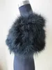 Kvinnor Real Ostrich Feather Fur Shawl Shawl Brug Bride Wedding Party Accessories Svart