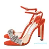 Moda-Akşam Gelin Ayıklayacaktır Sandalet Ayakkabı Zarif Yüksek Topuklu Ayak Bileği Kayışı Kristal Bayan Gladyatör Sandalias