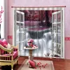 Home Curtains Short Window Curtains landscape Blackout 3D Sheer Curtain For Living room Bedroom