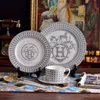 Luxury High Grade Ceramic Tableware Dishes & Plates Porcelain with Logo for Desserts Kitchenware Round Trays for Weddings and Banquets