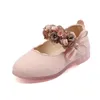 Sepatu Balita Perempuan Flat Anakanak Putri Dengan Bunga Simpul Pita Kulit Glitter Lembut Pernikahan Pesta 220611