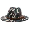 Wide Brim Hats Fedora Women Men Camouflage Casual Jazz Cap Print Western Cowboy Luxury Outdoor Formal Dress Felted Hat5249810