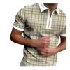 2022 sommer Plaid Print Zip Up Designer Golf Polos T-shirt Für Männer Slim Fit Zipper Revers Kurzarm Casual Polo t-shirts WCLH03