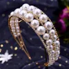 Headpieces Handmade Pearls Headband Tiara Crown Wedidng Hair Accessories Women's Rhinestone Hairbands Jewelry Bride HeadpiecesHeadpieces