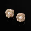 Stud Trendy Vintage Perle D'eau Douce Boucles D'oreilles Lumière De Luxe Petit Parfum Camélia Féminin Élégant Oreille JewelryStud