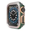 Per Apple Watch Diamond Bezel Double Studded Diamonds Case Iwatch 41mm 40mm 38mm 44mm 42mm 45mm Hollow Out Cover protettiva per PC Series 7 6 5 4 3