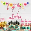 Party Decoration Hawaiian Tropical Flamingo Leaves Banner Garland For Girl Birthday Decorations Paper Flower BuntingParty