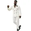 Новый стиль с двойным грудным женихом смокинга Ivory Man Blazer Свадебные костюмы рабочая одежда для выпускного платья брюки наборы jacke305r