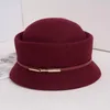 Stingy Brim Chapeaux 2022 Simple Pork Pie 100% Laine Chapeau Hepburn Fedora Femmes Feutre Couche Cloche 55-58CM