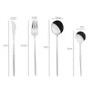 4Pcsset Black Gold Cutlery Set 1810 Stainless Steel Dinnerware Silverware Flatware Set Dinner Knife Fork Spoon Drop2767604