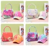 Hot Selling Large Shining Tie Die Hats and Purses Handbags Sets New York Baseball Bucket Hat and Purse Set for Women