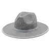 Wełna Felted Fedora Kapelusze Dla Kobiet 8.5 CM Szeroki Brim Mężczyźni Jazz Felted Hat Panama Curs Cap Wesele Wstążka Zespół Zespoły