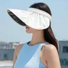 Kapelusz Bucket 2022 Womans Caps Sunshreen żeńskie letnie anty -ultrafioletowe czarne klej skorupa pusta czapka słoneczna wysokiej jakości czapka fashoin