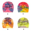 Pasgeboren Meisjes Jongens Turban Hoeden Elastische Zachte Leuke Tie Dye Cap India's Hat Mode Baby Muts met Bowknot Kids Cap Pozy Props Gift M4079