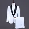 Męski butikowy pojedynczy przycisk Black Collar Suit Spodnie 2 Sztuk Zestaw / Mężczyzna Slim Professional Blazers Kurtka Płaszcz spodnie 220409