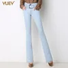 Women high waist small flare jeans fashion slim long stretchy jeans for spring summer denim jeans S to 5XL light and dark blue 210302