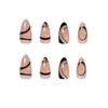 Nordic Style Linear Almond Fałszywe Paznokcie Zestaw 24 SZTUK z Klej Prasa na Sztuczne Paznokcie Średniej Długości Nail Art