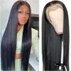 Brazilian Bone Straight Human Hair Wig Transparent Lace 32 34 Inch Synthetic Lace Frontal Wigs For Women