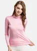 SuyaDream Women Turtleneck Long Sleeved Solid Pullovers Knitted Natural Silk Chic Bottoming T Shirt Spring Autumn TOP 220402