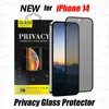 Privacy Screen Protector Anti-Peeping Anti-Spy Full Cover Tempered Glass Anti-Glare för iPhone 14 Plus 13 12 Mini 11 Pro Max XR XS Samsung A72 A52 A73 A53 med detaljhandelslådan