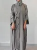 3-teiliges muslimisches Set aus Krepp, passende Outfits, offener Abaya-Kimono + Slip-Kleid + Wickelrock, Saudi-Dubai-Robe, Islam, Ramadan-Party, Bescheidenheit CX220330