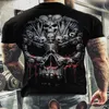 Męskie koszulki T-shirts Męskie sportowe sportowe koszulka z krótkim rękawem w czaszce Fitness Szybkie suche koszulki