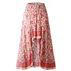 Vestido de faldas de verano Faldas de verano estampado floral con estilo ￩tnico alto de alto dobladillo de cintura alta