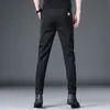 Pantalon d'été Hommes Stretch Slim Fit Taille élastique Formel Business Classique Coréen Mince Pantalon Casual Mâle Noir Gris 28 38 220719