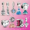 925 Silver Cinderella Princesa Charm Heart Bead Fit Original Pandora Bracelet para mulheres DIY