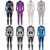 Kvinnors jumpsuits 3D Skeleton Digital Print Leotard Suit