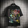 Estate Lettere Graffiti T-shirt Manica corta da uomo Dipinto a mano O-Collo T-shirt Casual Divertente Stampa Hip Hop Top Tees M-5XL