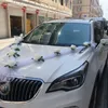 Modern Style Weds Marriage Artificial Rose Flower With Yarn Bridal Car Decoration Door Handle Ribbons Bouquets Set