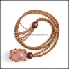 Arts et artisanat cristal de guérison pendentif en pierre naturelle tissage Net sac charmes vert rose opale corde chaîne colliers qui Sports2010 Dhrgh
