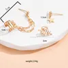 Clip-on & Screw Back 3pcs/set Gold Color Link Chain Tassel Clip On Earrings Female Geometric Star Piercing Earcuff Jewelry For WomenClip-on