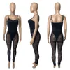 2023 Designer Mulheres Tracksuits Sexy Sem Mangas Bodysuits e Ver Através de Lace Leggings Dois Conjuntos de Peças Verão Sheer Outfits Night Club Wear Atacado Roupas 9618