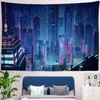 Japan City Night Scene Tapestry Cyberpunks Future Steam Carpet Wall Hanging Psychedelic Galaxy Hippie Art Home Decoration J220804