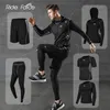 5 PCSSet Mens Tracksuit Gym Fitness Compression Sports Suit Ubrania bieganie do joggingu